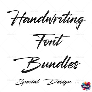 Puede incluir: Paquetes de fuentes de escritura a mano, diseño especial. El texto está en una fuente en negrita, negra y cursiva.