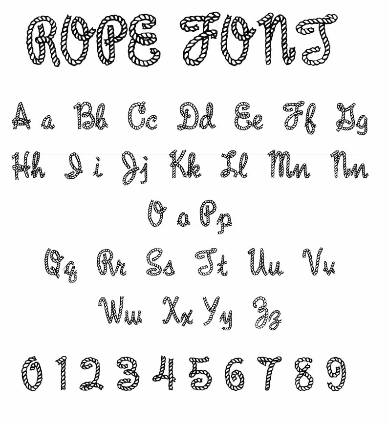 Cute Rope Font Rope Font SVG Bundle, Cowboy TTF Font, Nautical Fonts, Western Font Set ...