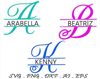 Split Monogram Alphabet SVG, DXF, PNG, Split Monogram Frame Alphabet, Cut File for Cricut, Silhouette, 26 Individual Svg Png Dxf Cut Files