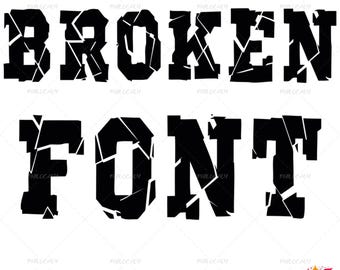 Broken Alphabet Svg,Png,Ai,Eps,Dxf, Ttf Bundle, Distressed Letter Cut Files, Shattered Glass Font , Shattered Glass Font