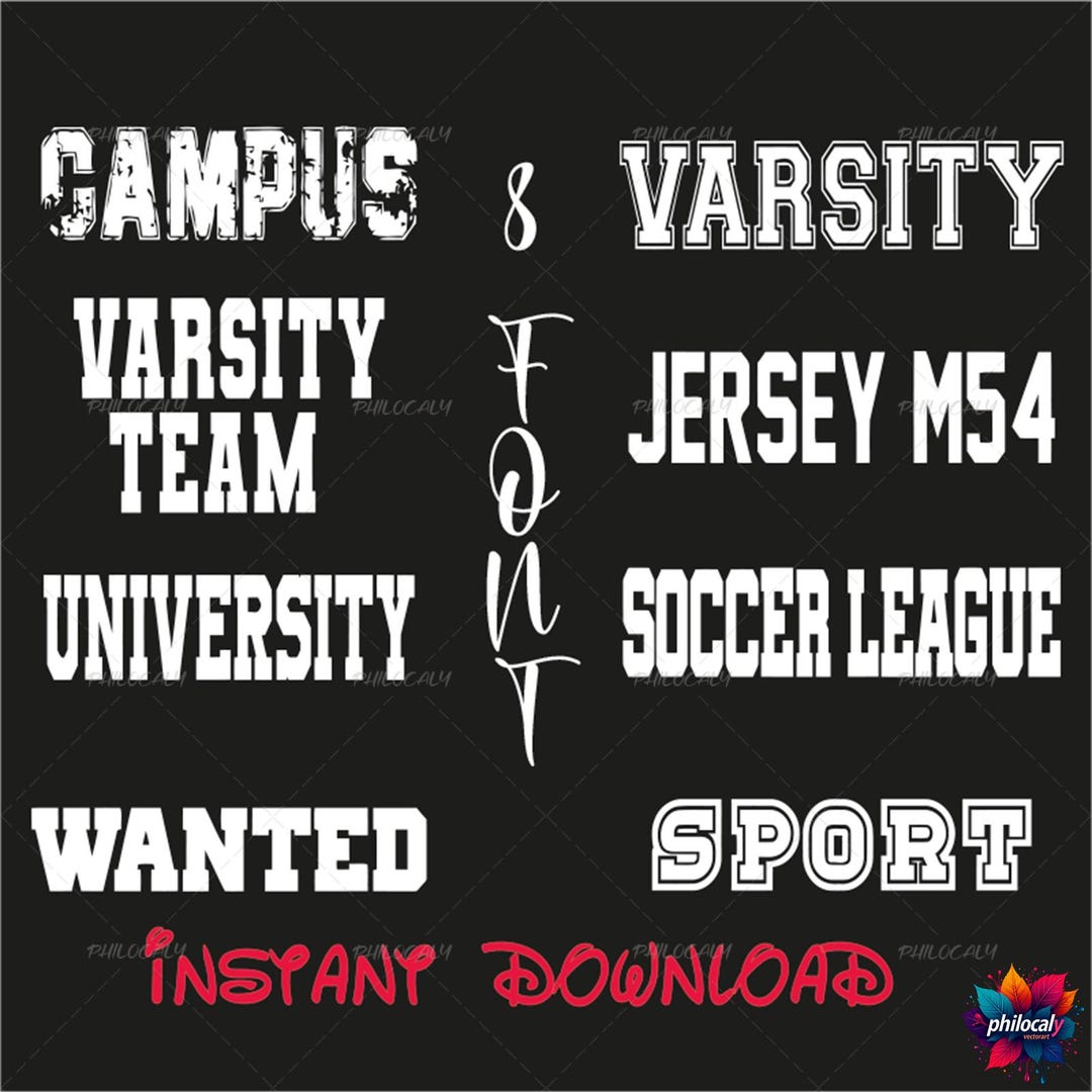 Font Campus Varsıty Team, Jersey M54 ,unıversıty, Soccer League  ,wanted and Sport Svg,png,ttf