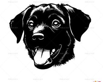 Black Lab SVG Bundle, Dog Face Cut Files, Labrador Retriever PNG, Puppy Portrait Clipart