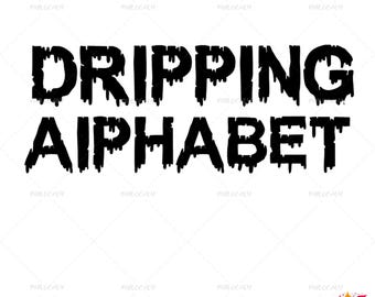 Woodcutter Drıppıng Classıc Font Dripping Alphabet, Dripping Cut Files, Svg Files for Cricut and Silhouette , Png,Eps,Svg,Ai,Jpg