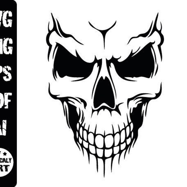 Grunge skull svg, horror skull face svg, scary skull svg ,skull png, skull files for cricut, dxf eps, skull vector, Cut Files For Silhouette