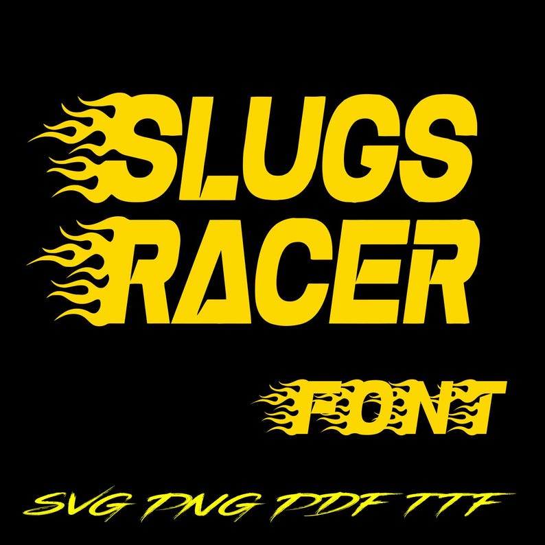 Slug Racer Font Slug Racer Font SVG Bundle, Flame Letter Font, Racing Font TTF, Car ...