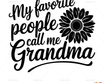 Grandma Sunflower Svg ,Png.Pdf.Dxf,Eps,Aİ Bundle, My Favorite People Call Me Grandma, Grandma Gift Idea, Cut Files for Cricut,