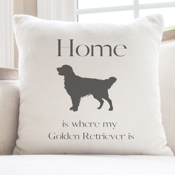 Home is where my golden retriever is pillow, dog lover gift, Minimalist gift, Gift for her, gift for him, Mothers Day, Fathers Day, throw