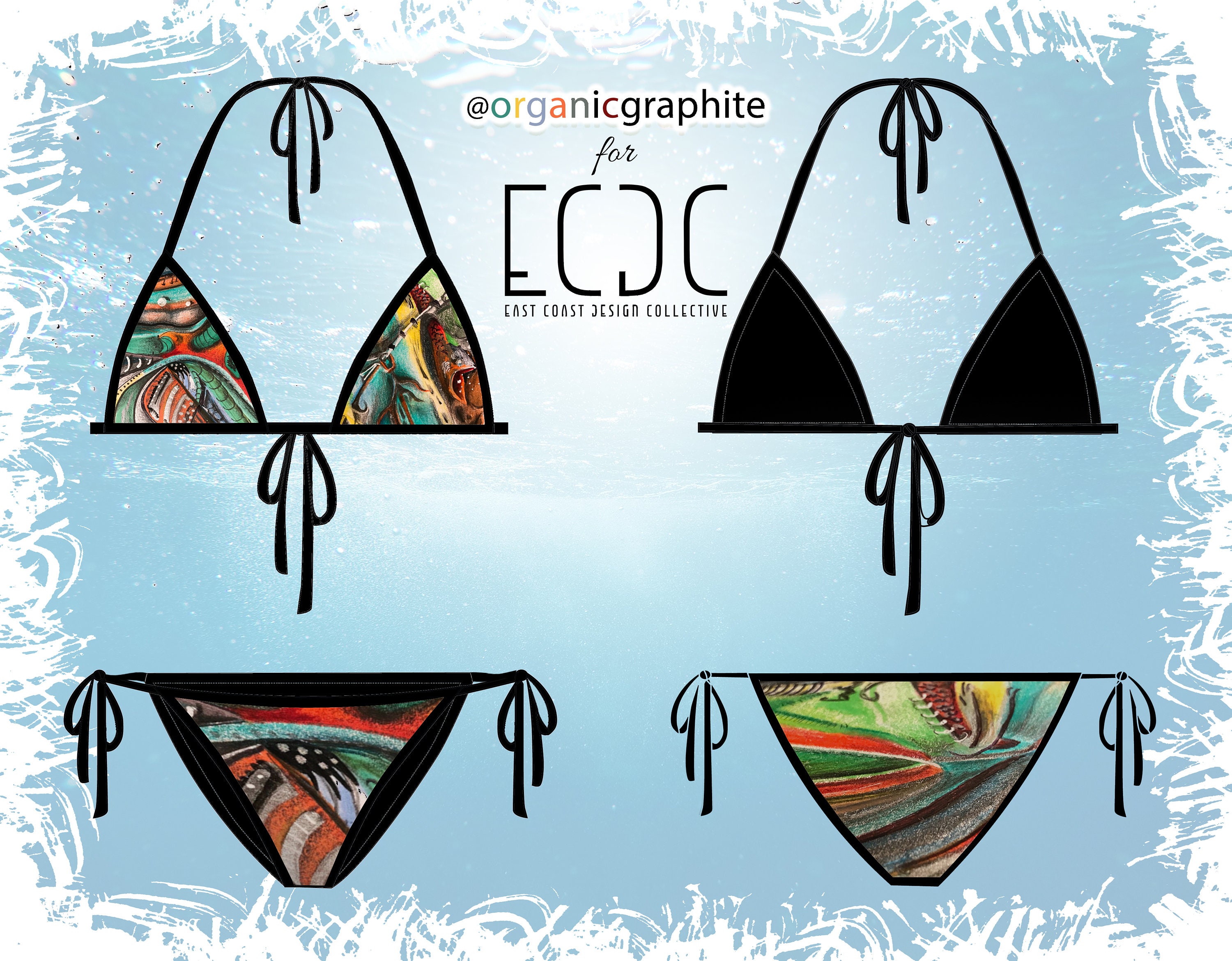 Custom Swimwear, Two-piece Swim, Beach, Bathing Suit, Triangle Top