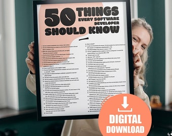 Software Developer Gift: 50 Things Every Coder Should Know Poster (Digital Download)