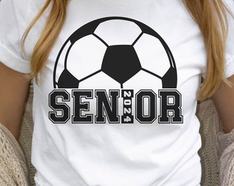 Senior Soccer Graduation Clipart, Half Soccer ball,word "Senior" in Collegiate Style and Grad Year 2023-2026 Digital Download Svg,Png,Eps