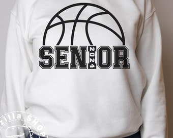 Senior Basketball Graduation Clipart, Half Basketball, word "Senior" in Collegiate Style and Grad Year 2023-2026 Digital Download Svg,Png