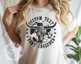 Bull Skull SVG, Cow Skull PNG, Cow Print Western PNG, Cowboy Western Design Svg, Bull Skull Cowhide Sublimation T-shirt design, Cricut File