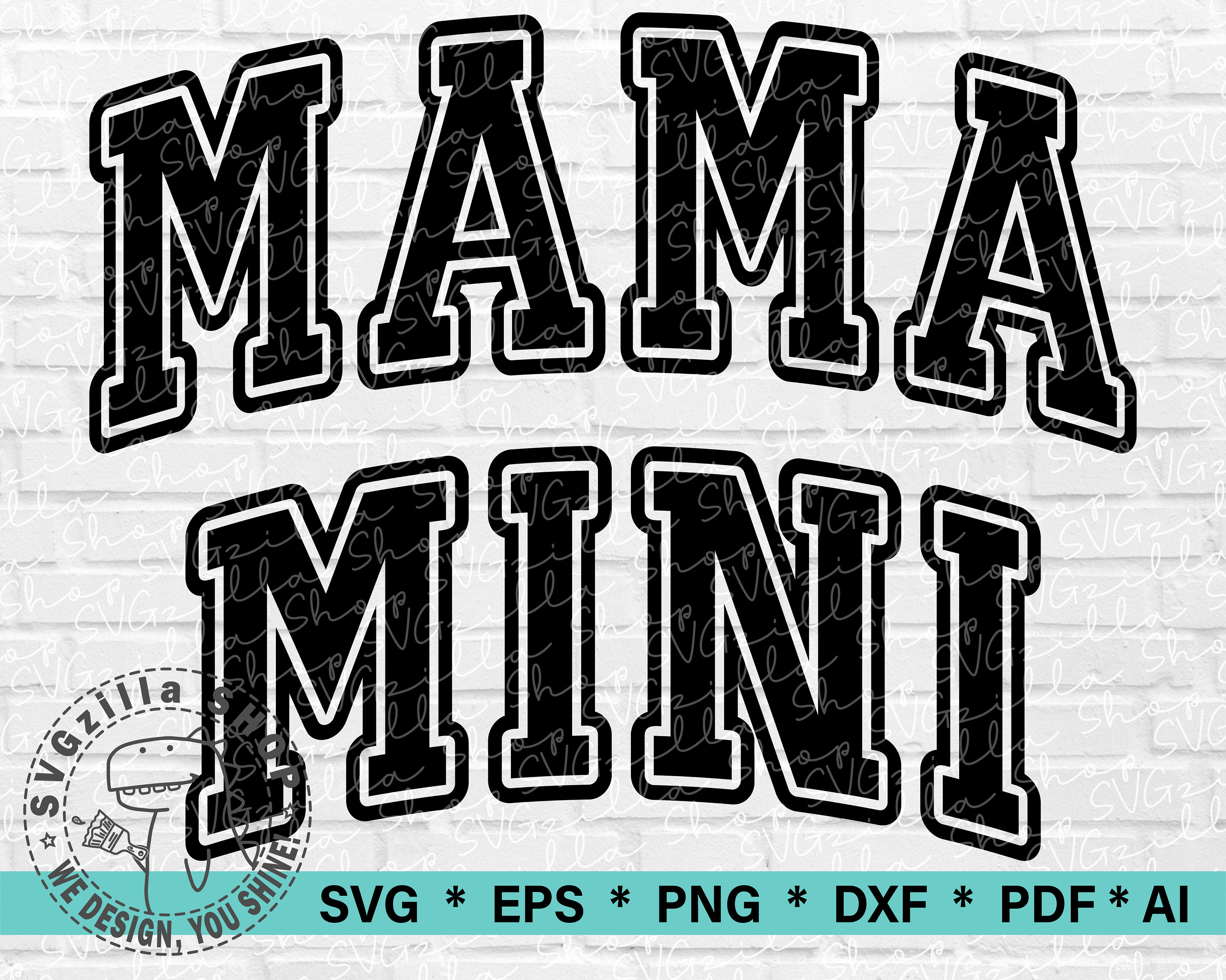 Mama Mini SVG Mama PNG, Mama Mini Svg Cut File for Tshirt, Varsity Style Font, Mother