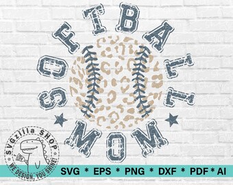 Softball Mom Leopard PNG