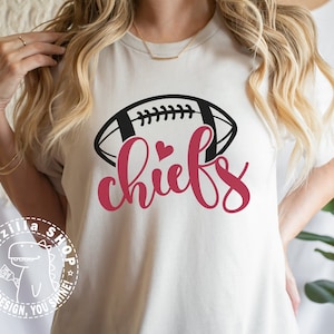Chiefs Heart Football SVG Chiefs Mascot SVG, Cut File For T-shirt, Cricut File Svg Digital download, Chiefs School Team Svg,Chiefs Cheer PNG