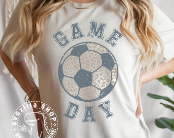 Game Day Leopard Soccer SVG Soccer Mom PNG, Football Game Day Cut File For T-shirt, Leopard Soccer Png, Soccer Design Svg, Digital download