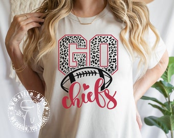 Go Chiefs Leopard SVG Go Chiefs Mascot SVG, Football Cut File For T-shirt, Cricut File Leopard Svg Digital download, Go Chiefs Cheer PNG