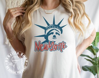 New York SVG, Statue Of Liberty SVG Clipart for Cricut, 4th Of July SVG, T-shirt Design Cut File, Patriotic Template, Digital download