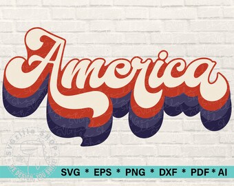 Amerika SVG Amerika Png, Amerika Retro Svg, Onafhankelijkheidsdag Png, Vintage USA Svg, Patriottisch, Cut File voor T-shirt, USA Design Digitale download