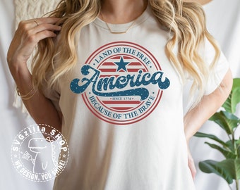USA SVG, America Svg - America The Land Of The Free Clipart for Cricut, Patriotic Svg, Cut File for T-shirt,USA Design Png, Digital download