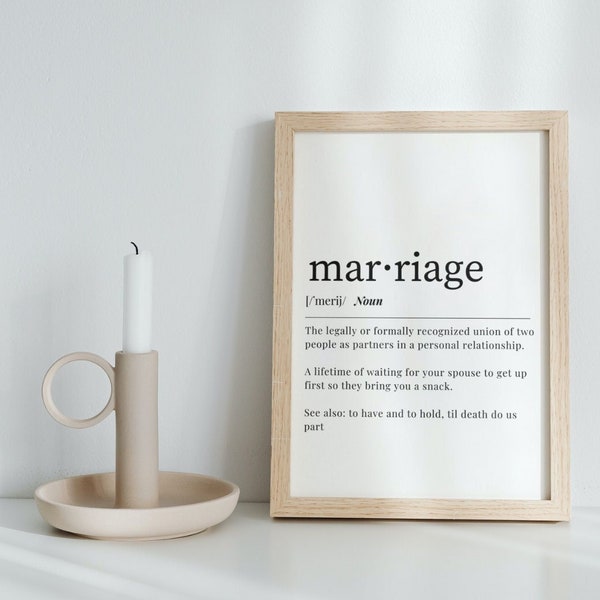 Marriage Funny  Definition Printable | Marriage Dictionary Printable | Funny Marriage Definition, Instant Download, Marriage Decor, Wall Art