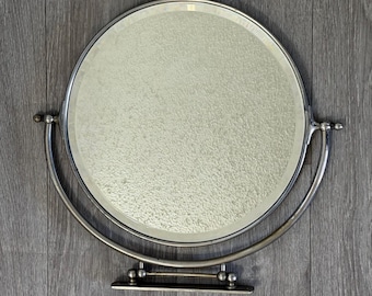 Vintage Art Deco Swivel Vanity Mirror | Chrome, 12" Round Wall Mount Makeup Mirror