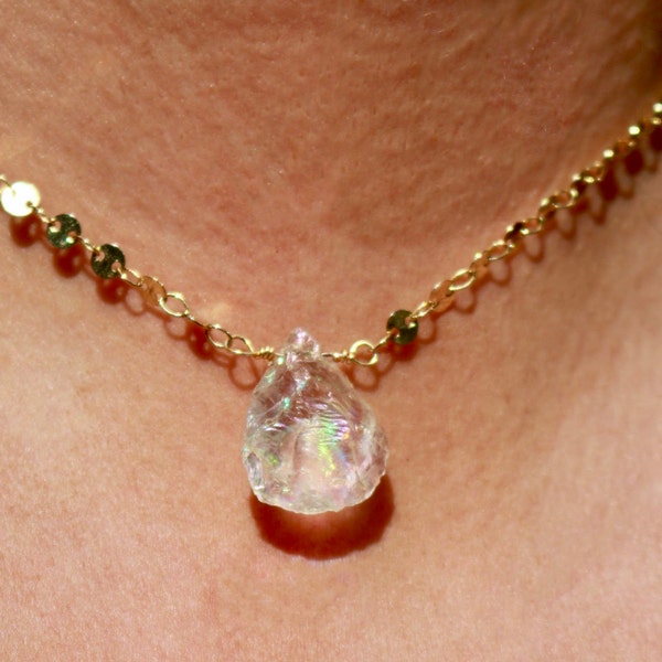 Ethereal Angel Aura Quartz Pendant Choker Necklace  I  Healing Necklace  I  Witchy Jewelry