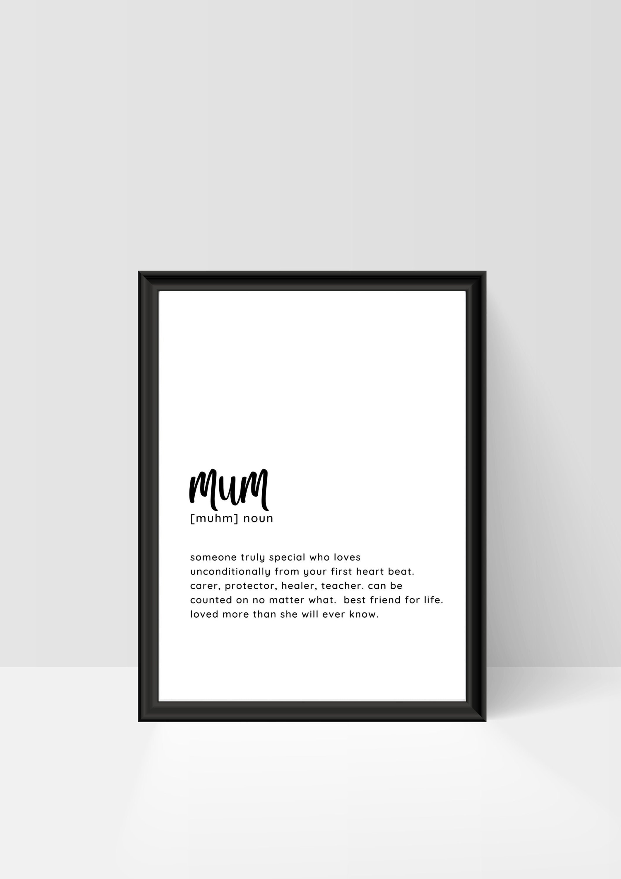 Mum Definition Print A4 Digital Download Etsy