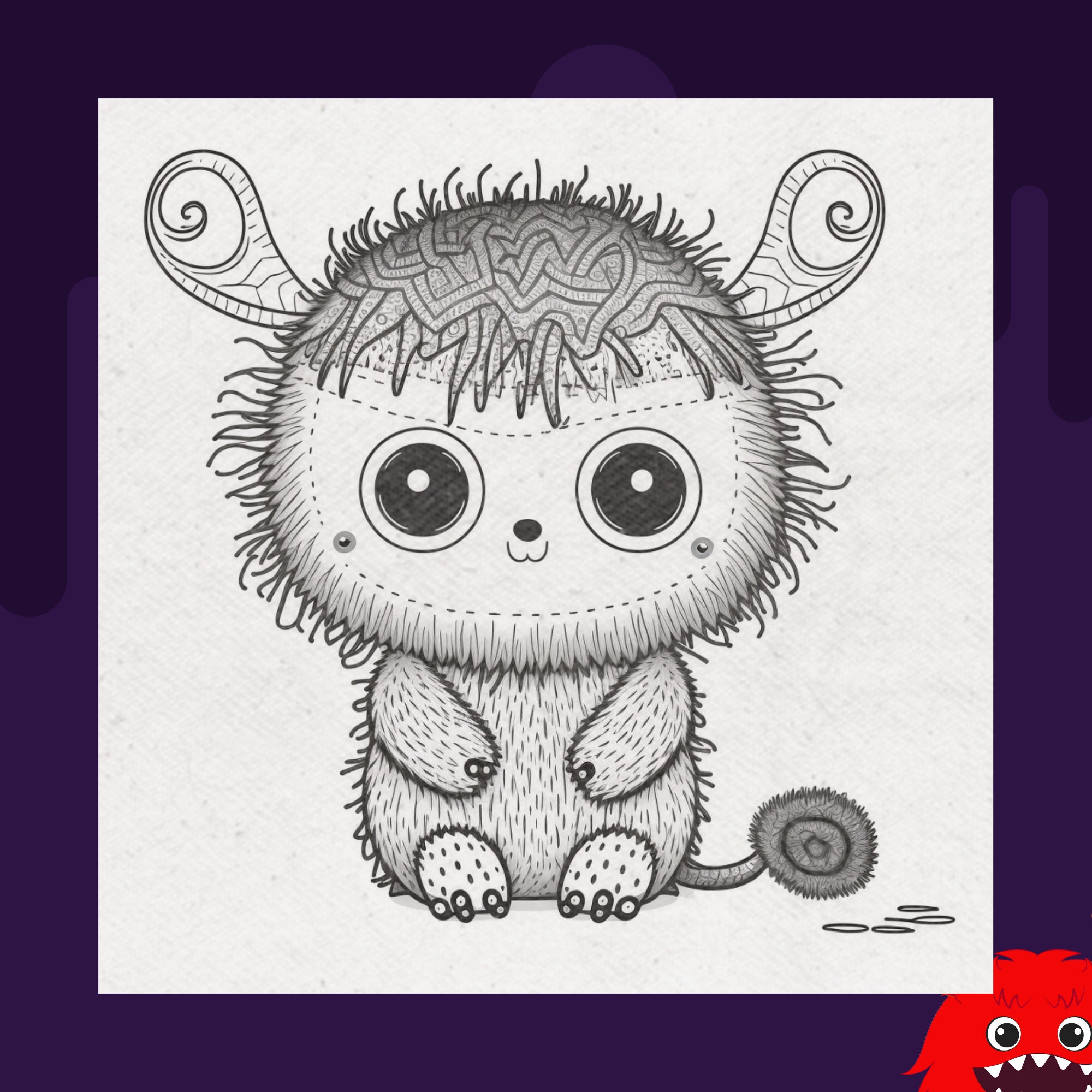 Cute Furry Monster COLORING Pages Cute and Furry Monster to - Etsy UK