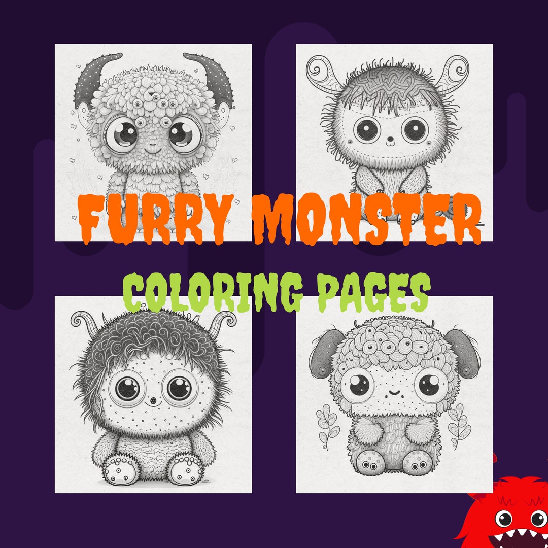 Cute Furry Monster COLORING Pages Cute and Furry Monster to - Etsy UK