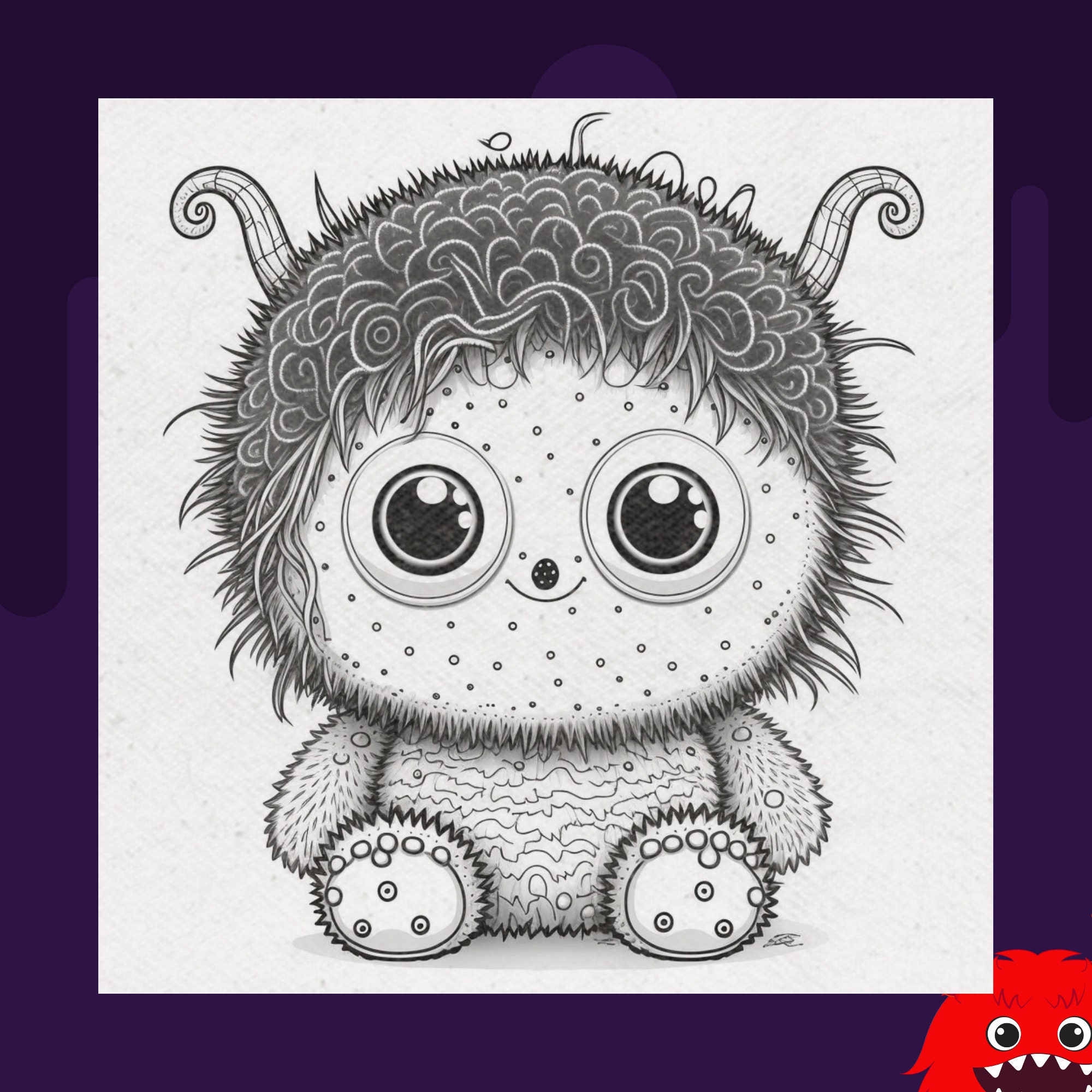 Cute Furry Monster COLORING Pages Cute and Furry Monster to - Etsy UK