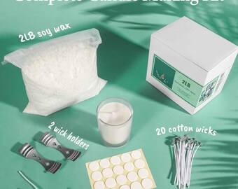 May include: Complete candle making kit with 2 pounds of soy wax, 2 wick holders, 20 cotton wicks, and 20 wick stickers.