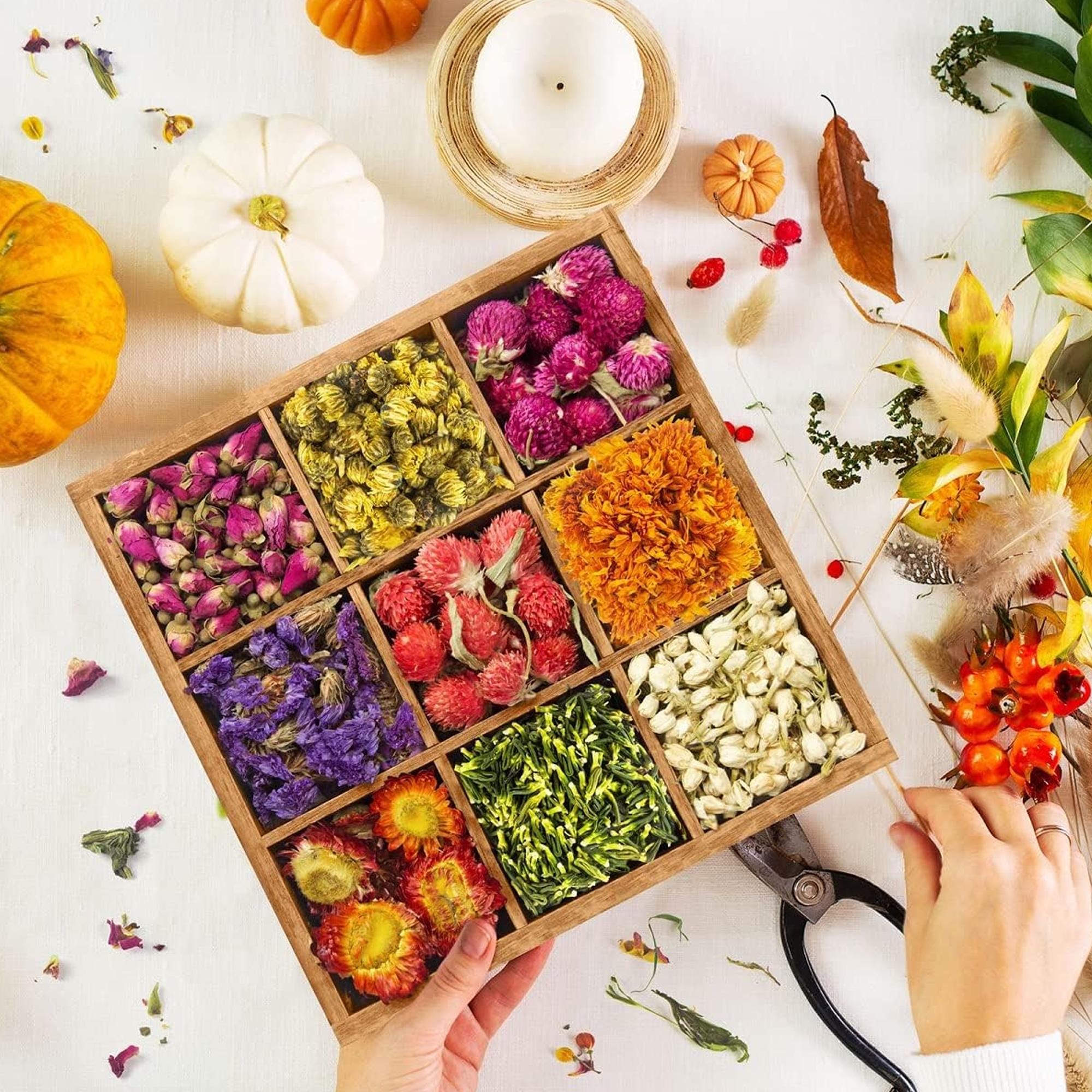 16 Sachets De Fleurs Et Herbes Séchées Naturelles - Lavande, Rose, Chrysanthème, Etc. - Pour DIY Résine, Bougies, Bijoux, Décoration