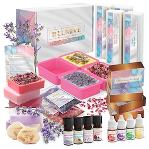 Shea Butter and Glycerin Soap base Candle Making Kit, Soap Mold, Dried Flowers DIY Soap Making supplies for Adults, Beginners