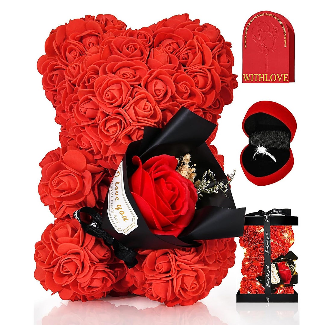 Analog Ring Rose Bear5-in-1 Gift Set, Artificial Red Rose Teddy Bear ...