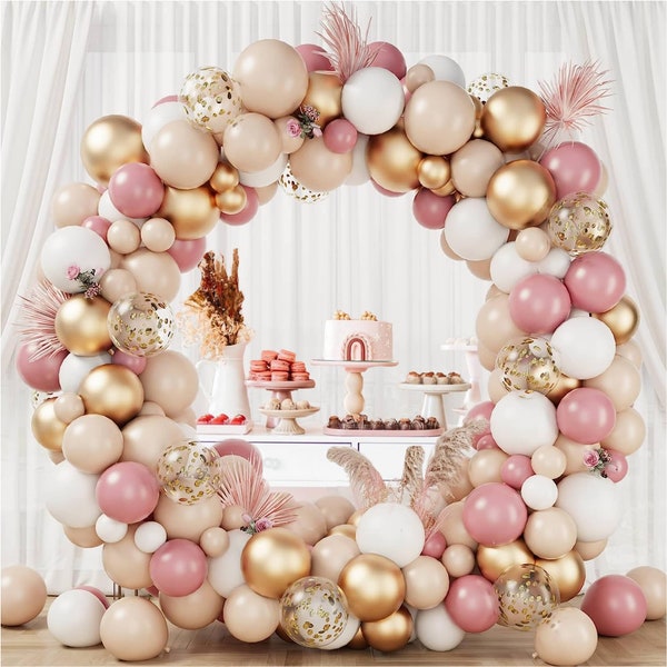 130pcs Blush White Pink Gold Party Balloon Garland Arch Kit for Boho Wedding Birthday Anniversary Bridal Shower Gender Reveal Engagement