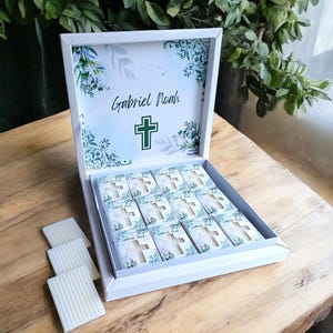 Saponette con disegno a croce per la comunione - Saponette personalizzate per la prima comunione, mini saponette per il battesimo, bomboniere per la cresima, battesimo