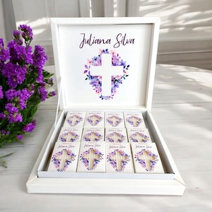 Saponette per Comunione - Saponette personalizzate per Prima Comunione, mini saponette per Battesimo, bomboniere per Cresima, Battesimo - Design a croce