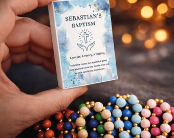 Wooden Rosary Favors: Baptism, Christening, First Communion, Catholic Bulk Party Gift, gastgeschenk kommunion