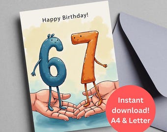 Biglietto di auguri di compleanno per figlia, biglietto di auguri di compleanno per figlio, biglietto Six Seven, biglietto di auguri di compleanno per lei, biglietto di auguri di compleanno speciale per figlio, biglietto di auguri di compleanno