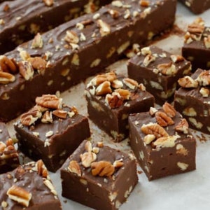 Chocolate Pecan fudge 1/2 pound, gourmet fudge, homemade candy fudge, gift, BUY 3 GET 2 FREE!!!