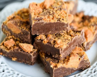 Butterfinger fudge 1/2 pound, gourmet fudge, homemade candy fudge, gift, BUY 3 GET 2 FREE!!!