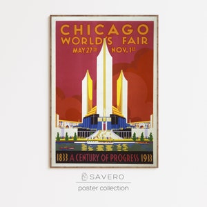 1933 Chicago World’s Fair: A Century of Progress Vintage Poster | Printable Digital | Printable Poster | Vintage Wall Art | Event Poster