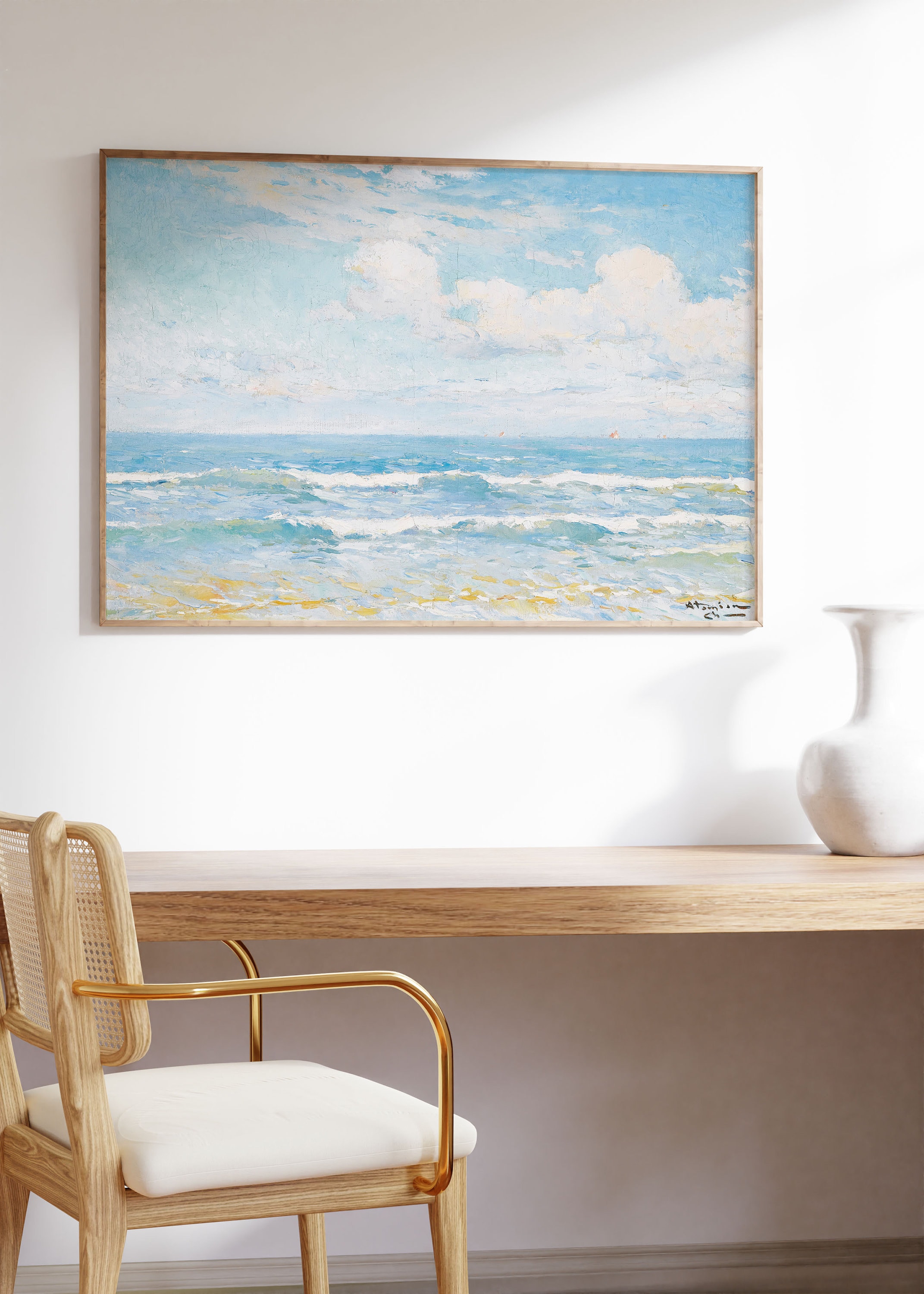 Vintage Coastal Blue Ocean Printable Art Coastal Farmhouse Wall Art