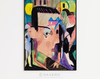 Ernst Ludwig Kirchner självporträtt: Vintage abstrakt konsttryck (digital nedladdning)