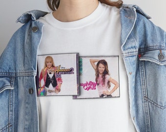 Camiseta gráfica Hannah Montana/Miley Cyrus. Diseño vintage de 2CD inspirado en el álbum Hannah Montana 2 - Meet Miley Cyrus.