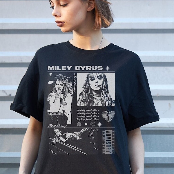 Miley Cyrus T-Shirt -  Miley Cyrus Graphic T-Shirt - Brutalist Design Style.