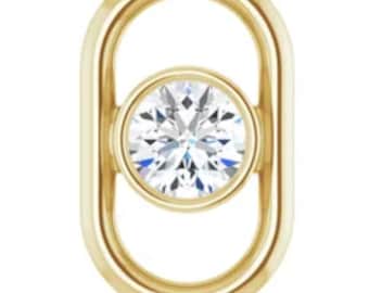 Solid Gold & Silver CZ Connector Link, Solid Yellow Gold, Solid Rose Gold, Sterling Silver