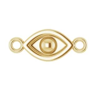 Solid Gold & Silver Evil Eye Connector Link, Solid Yellow Gold, Solid Rose Gold, Sterling Silver