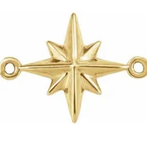 North Star Connector Link, Solid Yellow Gold, Solid Rose Gold, Sterling Silver